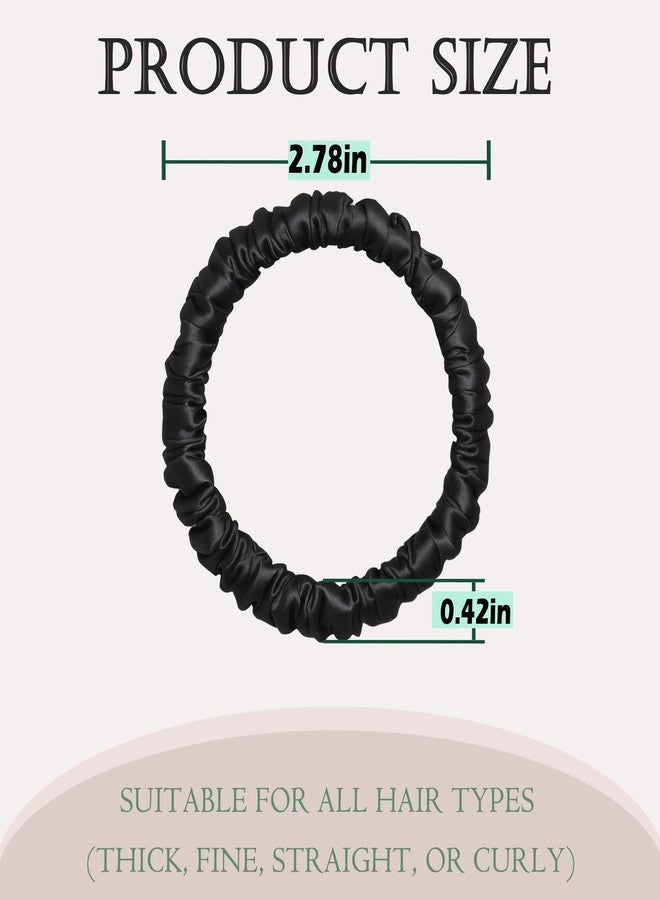 Feivea Silk Hair Ties 6Pcs, 22 Momme Pure 100% Mulberry Silk Scrunchies for Women, No Damage Silk Scrunchies for Hair, Black - Image 5